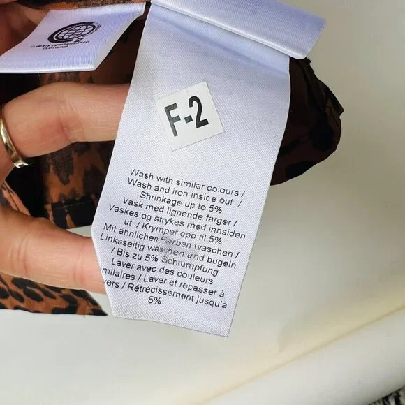 Ganni Sustain Leopard puff sleeves midi dress, Brown Leopard, Size 34 - Picture 8 of 13